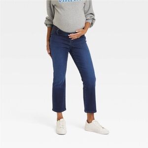 Under belly bootcut ankle maternity pants- dark wash